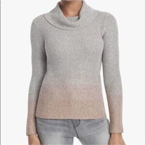 White House Black Market Silver Metallic Ombre Sweater Medium Cowl Neck Pullover